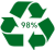 98% de matière recyclée